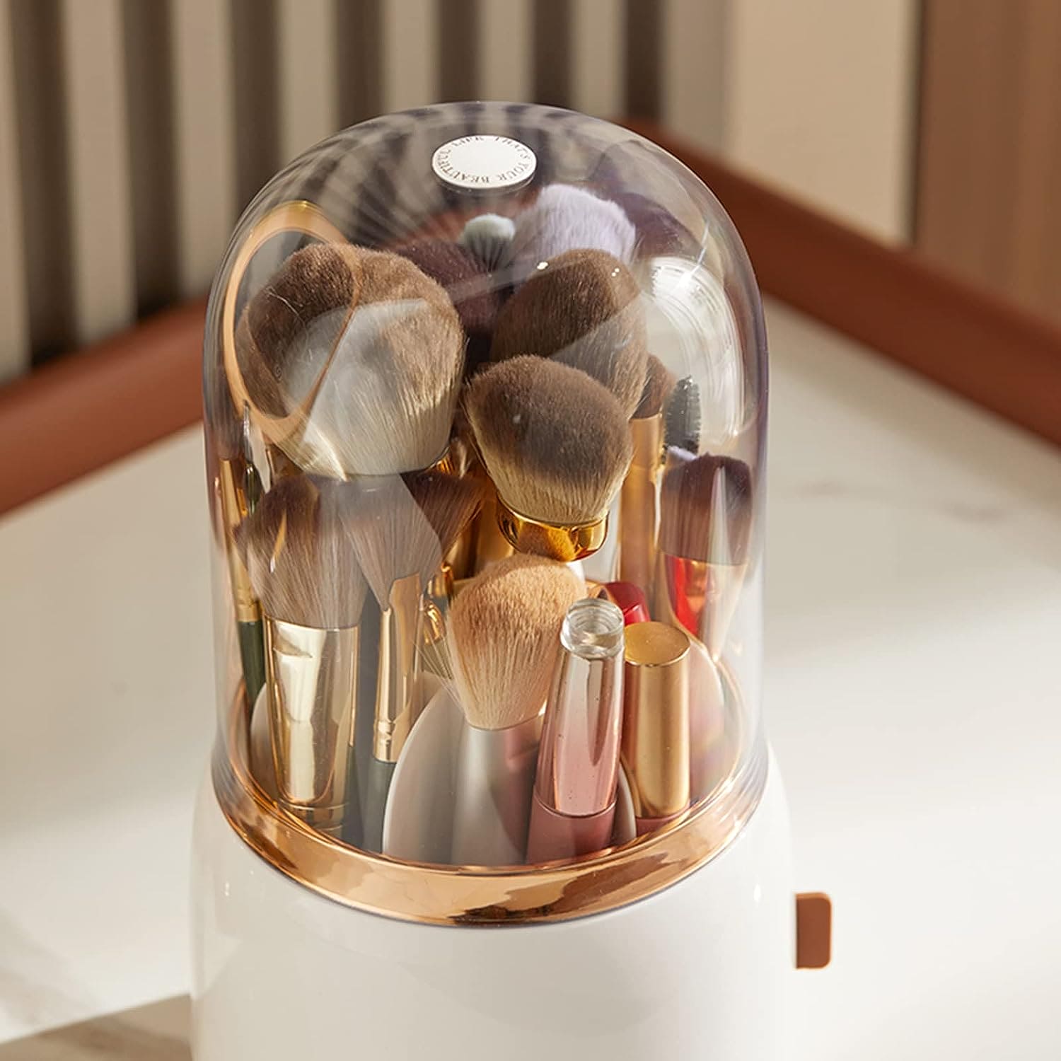 Fancy 360° Rotating Makeup Brushes Holder, Portable Desktop Makeup Brush Organizer With Lid, Desktop Makeup Brush Storage Bucket, Lipstick Eyebrow Pencil Holder, Vanity Dressing Table Brush Display Box, Acrylic Dust Free Waterproof Makeup Container Fancy 360° Rotating Makeup Brushes Holder, Portable Desktop Makeup Brush Organizer With Lid, Desktop Makeup Brush Storage Bucket, Lipstick Eyebrow Pencil Holder, Vanity Dressing Table Brush Display Box, Acrylic Dust Free Waterproof Makeup Container